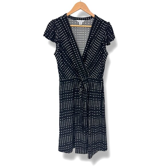 Tommy Bahama Dunmore‎ Dot Black Dress Tassel Ties Size Medium Summer Vacation - Picture 5 of 10
